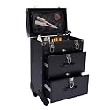 3 in 1Professional Rolling Makeup Train Case on Wheels, Nail Trolley Cart Salon Station, Make up Case for Nail Tech,SPA,Face Painting,Hairstylist,Makeup Artist
