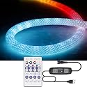 3.2FT WS2811 360 Degree Round Reticulate Neon LED Strip with Controller,RGB Nylon Flexible Dream Colorful Rope Light,Bedroom Indoor Outdoor Decoration,DC5V(No Adapter)