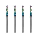 3/32" DLC Coated 2-Flute Carbide Ball Nose End Mill, 4Pcs