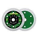 3" Tile Diamond Blade - 2pcs 75mm Super Thin Porcelain Diamond Cutting Disc Wheel for Ceramic Granite Marble Angle Grinder Saw Blade with Arbor 3/8"(10mm)