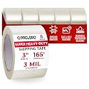 3" x 55 Yards Clear Packing Tape, 3 Mil Thick, Pack of 6 Rolls