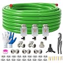 3/4"×100ft Shop Air Line Kit for Garage, Hdpe-Aluminum Rapid Air System Includes Right Angle Fittings and Tee Fittings, Compressed Air Piping System Leak Proof&amp;Easy to Install-Green