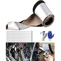 3/4" I.D. x 10FT Heat Shroud Sleeve, Aluminized Heat Shield Sleeve for Spark Plug Wires, Fuel Line and Automotive Hose Insulation, High-Temp Wire Loom Sheath with 10 Metal Zip Ties & Gloves