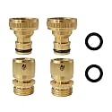3/4 Inch GHT Solid Brass Garden Hose Quick Connect Fittings, Water Hose Connectors with Leak-Proof Seal for Outdoor Gardening and Cleaning Use (2, Gold)