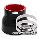 3 to 4 inches Straight Black Silicone Reducer Coupler with 2 T-Bolt Clamps 4 Layers of Polyester Reinforcement Suitable High Level Turbo Pipe