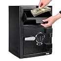 3.5 Cu.Ft Fireproof Drop Safe, Heavy Duty Depository Safe with Drop Slot, Digital Keypad, Spare Keys for Cash, Mail – Black