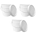 MKS Plastics White 3.5-Gallon Food-Grade Bucket with Airtight Lid, 3-Pack