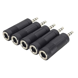 35mm to 635mm adapter converts a standard 35mm 1834 trs stereo male plug to a 635mm 1434 stereo female jack  ideal for connecting headphones or audio cables to professional audio equipment
