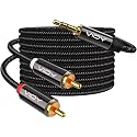 To 3.5mm Stereo Audio Cable Shield 3.5mm Male To 2RCA Male Aux Cord for Smartphone Tablet Speaker Home Theater HDTV Etc(3.5 to 2RCA,1m)