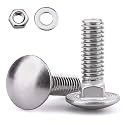 3/8-16 x 1-1/2" Carriage Bolts Kits, Grade A2-70, 304 Stainless Steel Carriage Screws with Hex Nuts and Washers, Round Head Square Neck, Coarse Thread, 8 Sets