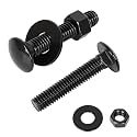 3/8-16 x 3 Carriage Bolt Kit, Stainless Steel 304 Carriage Bolts Screws with Hex Nuts &amp; Flat Washers, Round Head Square Neck, Full Thread, Black Finish, 4 Sets