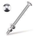 3/8-16 x 4-1/2" Carriage Bolts Kits, Grade A2-70, 304 Stainless Steel Carriage Screws with Hex Nuts and Washers, Round Head Square Neck, Coarse Thread, 6 Sets