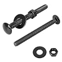 3/8-16 x 4 Carriage Bolt Kit, Stainless Steel 304 Carriage Bolts Screws with Hex Nuts &amp; Flat Washers, Round Head Square Neck, Full Thread, Black Finish, 4 Sets
