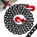 3/8" Transport Binder Chain-G80 Heavy Duty Log Chain with G70 Hooks Wll 7100 lbs|10FT Safety Tow Chains Towing Trailer Extension|Secure Working Load for Tie-Down&amp;Lifting&amp;Flatbed (EP Black)