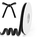 3/8" Wide x 10 Yards Velvet Ribbon, Vintage Single Face Velvet Ribbons for Gift Wrapping, Christmas Wrapping Bows, Wedding Decor, Sewing and More (Black)