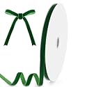 3/8" Wide x 25 Yards Velvet Ribbon, Vintage Single Face Velvet Ribbons for Gift Wrapping, Christmas Wrapping Bows, Wedding Decor, Sewing and More (Forest Green)