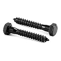 3/8" x 2" Hex Head Lag Screws Bolts 10Pcs 304 Stainless Steel 18-8, Partial Thread, Hexagon Head Wood Screws by Black Oxide by SG TZH