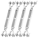 3/8"x6" Stainless Steel Turnbuckle Heavy Duty Cable Tensioner 4Pack