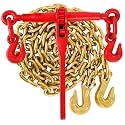 3/8'' to 1/2'' Chain and Binder Kit, Ratchet Load Binder with Work Load Limit 9200 LBS, 3/8''x10 FT Grade 70 Chain with Working Load Limit 6600 LBS for Heavy Duty Cargo Flatbed Trailers