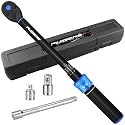 3/8'' Moto Torque Wrench Set 10-110 FT.LB/13.6-149.2 Nm, 72-Tooth Dual-Direction Adjustable Drive Click Torquimetro, Includes 5" Extension Bar &amp; 1/2"/1/4" Adapters for Car/Moto Repair