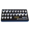 YIYEIE 3/8" Drive Crows Foot Wrench Set, 24PCS Flare Nut Crowfoot Wrench Set, Metric & SAE, 8-22mm & 5/16"-7/8", CR-V Steel, Crows Feet Wrench Set with 2 Extension Bars, Line Wrench Set with EVA Foam