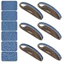 3/8x13 Inch Sanding Belts 36 Pcs 6 Grits Sizes (6 Each of 60/80/100/120/180/240 Grits) Heavy Duty Belt Sander Zirconia Belt Sander Paper for Wood, Metal, Stainless Steel, Cars, and Furniture
