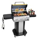 3-Burner Propane Gas Grill with Warming Rack, 30,000 BTU Outdoor BBQ Grill, Foldable Side Tables, Tool Hooks &amp; Easy-Roll Wheels Propane Gas Grill for Backyard, Patio, and Camping (Yellow, 3 Burner)