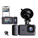 3 Channel Dash Cam for Cars with 2.5K Video | WiFi | Night Vision | G-Sensor | Loop Recording | 145° Wide Angle | Parking Surveillance |Supports 128GB | Front, Interior &amp; Rear Dashcam