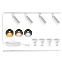 3-Color Plug in Track Lighting Dimmable with Power Cord, 4-Light Track Lighting Kit with 3.3FT H Type Track Lighting Rails, Modern Kitchen LED Track Lighting Fixtures Ceiling Spot Light, White