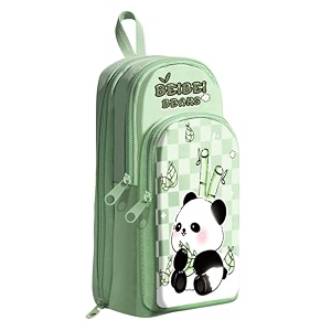 3 compartment cute pencil case large capacity pencil case durable storage multiple compartment zipper portable capacity pencil pouch for school panda beibei pouch