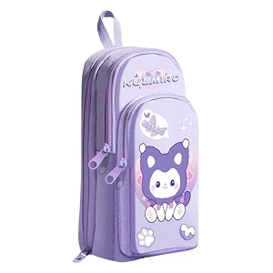 3 compartment cute pencil case large capacity pencil case durable storage multiple compartment zipper portable capacity pencil pouch for school cute pet meow pouch