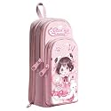 3 Compartment Cute Pencil Case, Large Capacity Pencil Case, Durable Storage Multiple Compartment, Zipper Portable Capacity Pencil Pouch for School (Meow Fruit Sister Pouch)