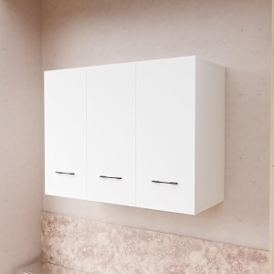 3 door multipurpose wall mounted cabinet  storage for kitchen bathroom bedroom office amp living room  assembly-diy do-it-yourself  color-white  size-90x33x638cm