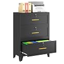 3 Drawer File Cabinet with Lock, Wide Metal Cabinet for Home Office