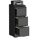 3 Drawer File Cabinet, Metal Vertical File Cabinets with Lock for Home Office, Locking File Cabinet Hanging Files for A4/ Legal/Letter, Assembly Required (Black, 3 Drawer - 15" W)