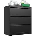 3 Drawer Lateral File Cabinet, Metal Filing Cabinet for Home Office, Black