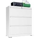 3 Drawer Lateral File Cabinet, Metal Filing Cabinet for Home Office, White