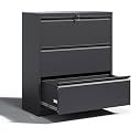 3 Drawer Metal Lateral Filing Cabinet with Lock,Black File Cabinet