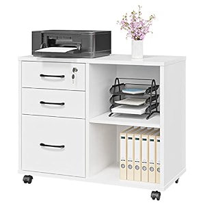 3 drawer office file cabinets mobile lateral printer stand with open storage shelf rolling filing cabinet with wheels home office organization and storage white