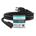 3 ft Heavy Duty Extension Cord - 12/3 SJTW 15 AMP Indoor Power Cord with 3 Prong Grounded Plug for Lawn Mower, Appliances, Workshop, Christmas Lights Water Resistant Flexible Cable 12 Gauge