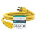 3 ft Heavy Duty Extension Cord Yellow - 12/3 SJTW 15 AMP Indoor Power Cord with 3 Prong Grounded Plug for Lawn Mower, Appliances, Workshop, Christmas Lights Water Resistant Flexible Cable.