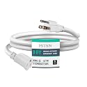 3 ft Heavy Duty Extension Cord - 12/3 SJTW 15 AMP Indoor Power Cord with 3 Prong Grounded Plug for Lawn Mower, Appliances, Workshop, Christmas Lights Water Resistant Flexible Cable White.