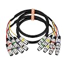 3 Ft XLR Snake Cables 4 Colored, 4-Channel Microphone Cable Male to Female