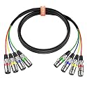 3 Ft XLR Snake Cables 4 Colored, 4 Channel Male to Female XLR Mic Cable