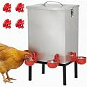 3 Gallon Chicken Waterer with Cups & Nipples, Stainless Steel