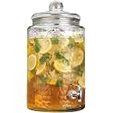 3 Gallon Classic Hammered Glass Ice Cold Beverage Drink Dispenser - With Glass Lid 100% Leak Proof Spigot- Wide Mouth Easy Filling For Outdoor, Parties &amp; Daily Use