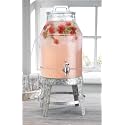 3 Gallon Classic Ice Cold Clear Glass Mason Jug Drink Beverage Dispenser Durable On Galvanized Stand With Leak Free Spigot-Easy Filling For Outdoor, Parties & Daily Use Lid