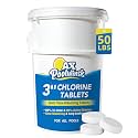 3 Inch Chlorine Tablets 50 lbs, 99% Trichlor, 90% Available Chlorine, Slow Dissolving Stabilized Pool Sanitizer, Kills Bacteria & Controls Algae for Swimming Pools - 50 Pound