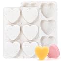 3 Inch Large Heart Shaped Silicone Molds for Chocolate, Candy, Cake, Soap (Set of 2, Cream)