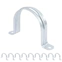 3 Inch Reinforced Rigid Pipe Strap, 2 Holes U Bracket Cable Clamp Hanger, Zinc Coated Tension Tube Clip, Conduits Strap Clamps for Pipe Fixing on Various Surfaces, 10 PCS(75 mm)
